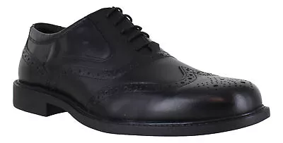 Oaktrak Henry Mens Black Oxford Brogue Smart Leather Lace Up Shoes • £24.99