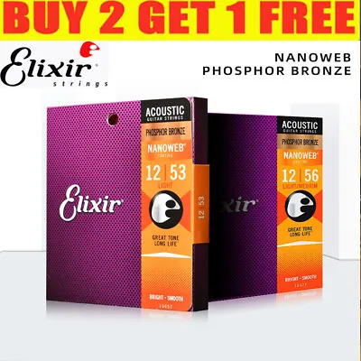 $13.99 • Buy Elixir Acoustic Guitar Strings Phosphor Bronze LIGHT 12-53 16002 16027 16052 STR