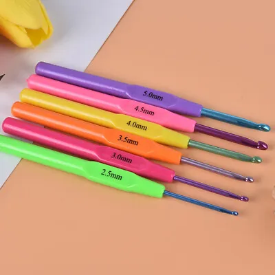 6pcs/set Multifunctional Plastic Handle Aluminum Crochet Hooks Knit NeeU-ca • $3.06