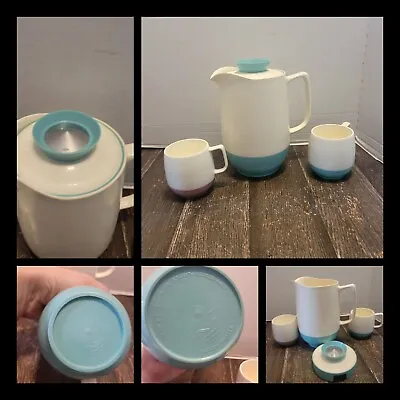$30 • Buy Mid Century Turquoise White Plastic Pitcher And Cups Vacron  Bopp-Decker