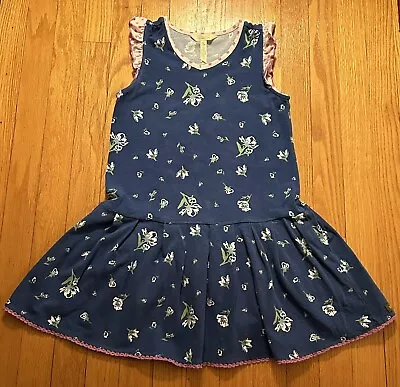 EUC Matilda Jane Blue Floral Flutter Sleeve Photo Op Dress - Size 8 • $15.99