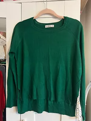 Zara Soft Green Long Sleeve Knit Top Size M Medium 10 • £19