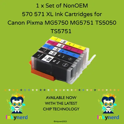 NonOEM 570 571 Ink Cartridges For Canon Pixma MG5750 MG5751 PGI570XL CLI571XL • £5.15