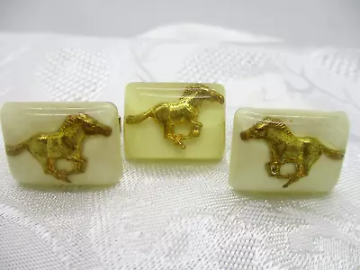 Vintage Estate Jewelry Lucite Mustang Pony Horse Cuff Links Tie Tac Set • $28