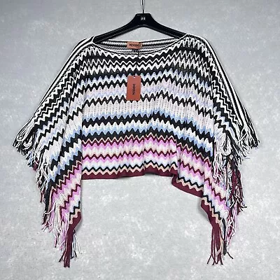 Missoni Women’s Size One Size Poncho Cape Multicolor Zig Zag Knit Fringe NWT • $116.82