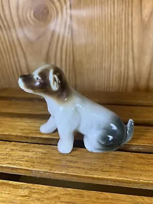 Porcelain White & Spotted Black Dog Made In Occupied Japan 40’s Puppy • $12.95
