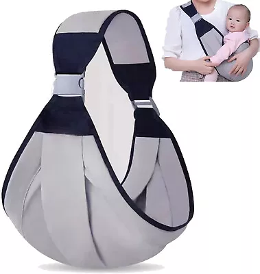 Baby Carrier Sling Wrap  Front Holding Carrying Sling--Grey/Navy • £6.95