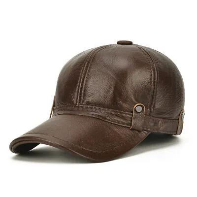 Brown Cowhide Genuine Leather Hat Women Beret Army Cap Casual Newsboy Cap • $25.99