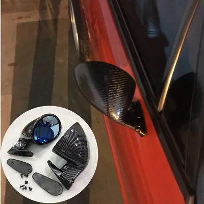 Pair F1 Racing Style Carbon Fiber Color Rear Side View Mirrors Blue Plane Mirror • $71.90