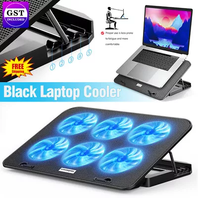 A9 Laptop Cooler (JS45.2) 6 Powerful Fan Table Stand For 12 -17  Laptop Blue LED • $24.59