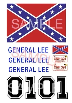  General Lee 1:10  1:18 1:24 Or 1:32 Scale Water Slide Decals On Clear Backing • $10.99