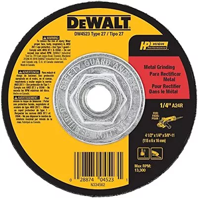 DEWALT Grinding Wheel General Purpose For Metal 4-1/2-Inch X 1/4-Inch X 5/8-I... • $5.85