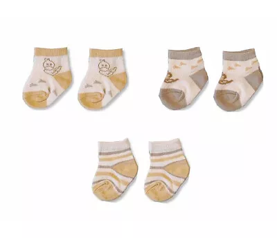 Baby Boys/Girls Cute Socks 3 Pairs - Cream Quack Design (UK 0-2 / EUR 16-18) • £2.99