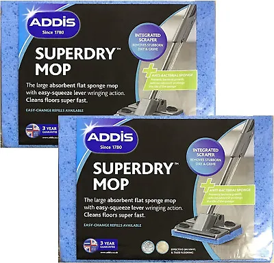 £9.10 • Buy 2 X Addis Superdry Anti Bacterial Cleaning Sponge Mop Refill Replacement Head