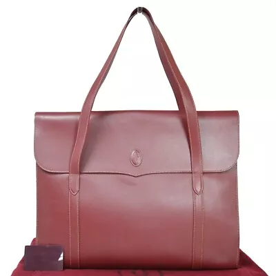 CARTIER 2C Logo Shoulder Tote Bag Leather Bordeaux Gold Made In Italy 69HB818 • $298