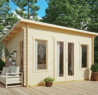 14ft X 11ft GARDEN OFFICE SUMMER HOUSE LOG CABIN OUTDOOR ROOM STUDIO 4.4 X 3.4m • £3999.94