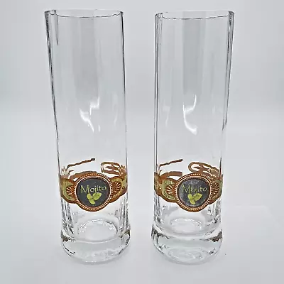 Set Of 2 Hand Blown Mojito Weighted Glasses 8  Tall Thick & Heavy Glasses Unique • $25.95