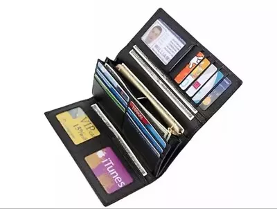 Women's RFID Blocking Trifold Wallet Ladies Long Leather Clutch Travel Purse • $17.99