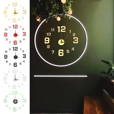 Frameless Wall Clock 3D Digital Clock Wall Decor Stickers DIY Luminous Clock • £4.95