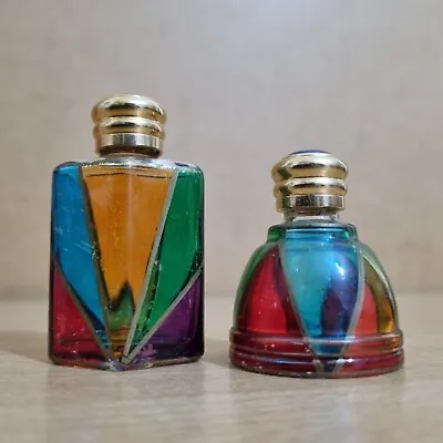 2 Coloured Glass Perfume Scent Bottle With Metal Screw Top Stopper  • £19.99