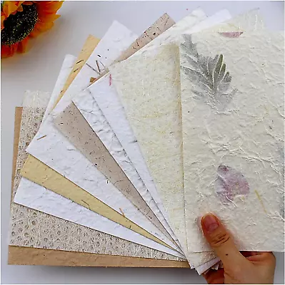 Textured Handmade Paper Sheets For Crafts A5 Thick Rough Mulberry Recycled Scra • $11.94