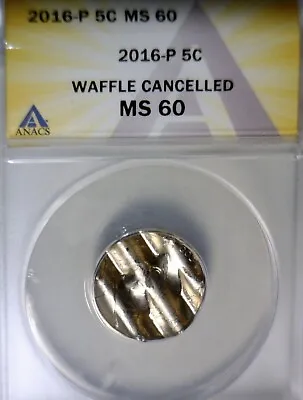 2016 ERROR ANACS MS60 WAFFLED Jefferson Nickel BU+ Coin STRUCK Waffle ROTATED RV • $124.99