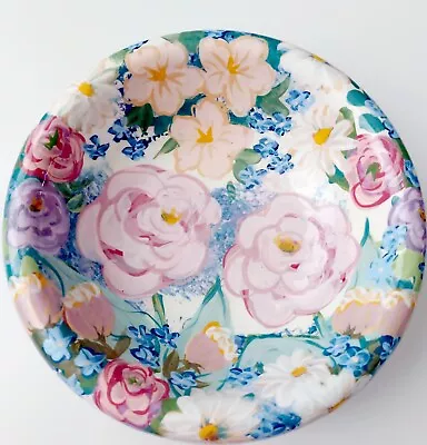 Lesal Ceramics Lisa Lindberg Van Nortwick  Floral Design Hand Painted Bowl Pink • $45