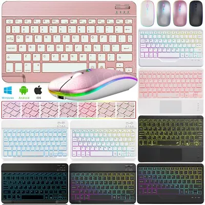 Backlit Bluetooth Keyboard Mouse For IMac IPad IPhone Android Tablet Desktop PC • £10.99