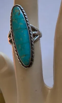 Vintage Navajo Sterling Silver Turquoise Ring Size 6 • $40