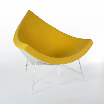 Herman Miller Lounge Chair George Nelson Yellow Original White Coconut Chair • £2625