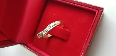 Ladies Vintage 9 Ct Gold 5 Diamond Wishbone Ring UK M 1/2 USA 6.5 Hallmarked • $160.94