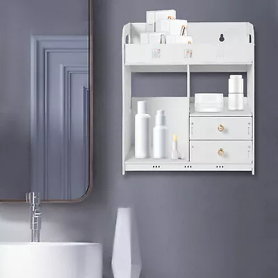 Home Bathroom Wall Mounted Cabinet Storage Shelf Over Toilet W/2Drawer Organizer • $36.10