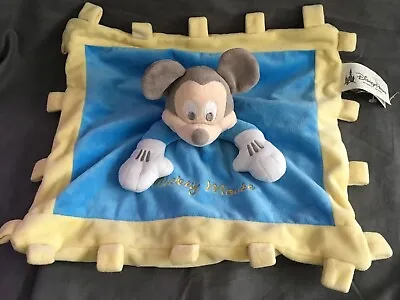 Disney Parks Mickey Mouse Comforter Baby Soft Toy Blanket Blue Yellow Taggies • £5.99