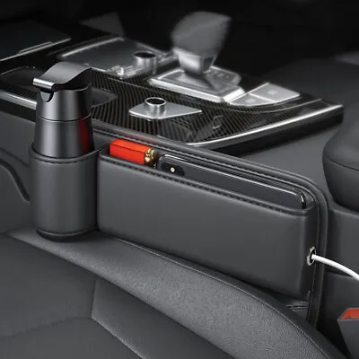 $30.95 • Buy Leather Car Seat Gap Filler Phone Holder Storage Box Organizer Bag Accessories