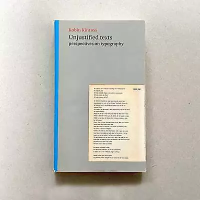 £49 • Buy Unjustified Texts: Perspectives On Typography Robin Kinross (2002 Graphic Design