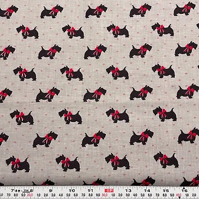 Vintage Ameritex Scottie Dogs 1.25  Terrier Gray Cotton Fabric By The HALF YARD • $7