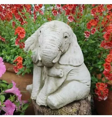 African Elephant Stone Statue |Vintage Animal Garden Outdoor Decoration Ornament • £37.99