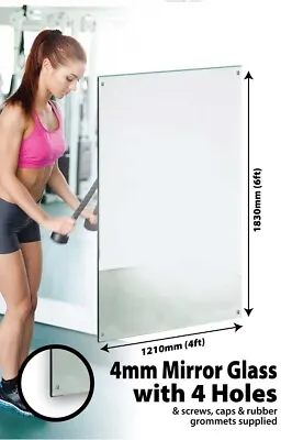 £134.99 • Buy Large Mirror Glass With 4 Holes Home Gym Dance Studio Etc 6Ft X 4Ft 183 X 121cm