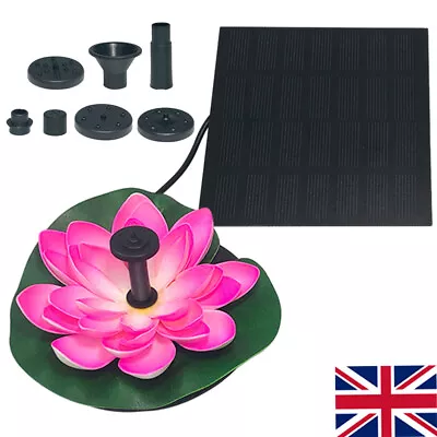 Solar Powered Garden Pool Fountain Aquarium Water Feature Pump Lotus Flower UK • £18.99