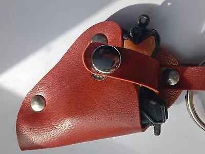 Vintage Keyring Metal Toy Gun Leather Holster Side Arm Pistol Victory  • £18.95