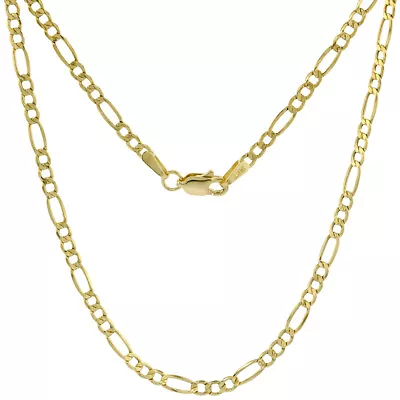 14k Solid Yellow Gold Figaro Link Chain 2.2mm-3.9mm Necklace Men Women Sz 8 -28  • $255.70