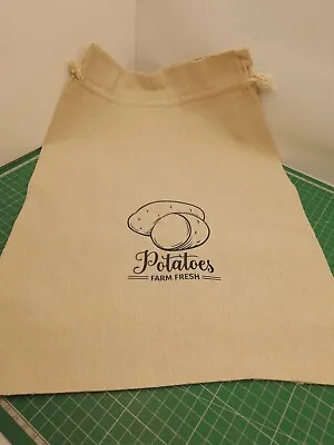 £6.49 • Buy Large Printed Potato Storage Bag 48 X 34cm Natural Linen Cotton Eco Jute Potatoe