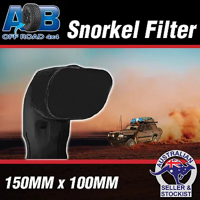 BLACK Snorkel Sock Pre Filter Cleaner 3  150x100mm Ram Head Cover Air Filter 4x4 • $23.50