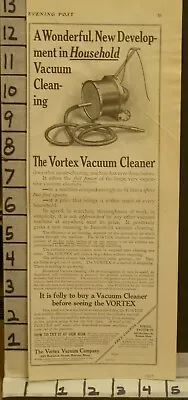 $21.95 • Buy 1909 Vortex Vacuum Cleaner Electric House Home Appliance Boston Health Ad 23200