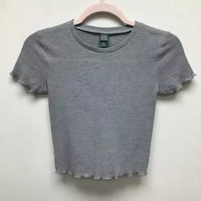 Wild Fable Womens Thermal T-Shirt Gray Heathered Waffle Knit Lettuce Edge XS New • $12.01