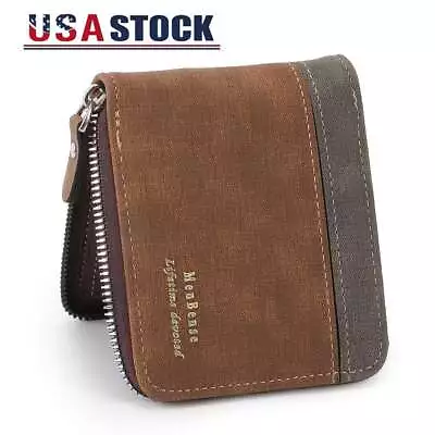 Men RFID Blocking Leather Bifold Wallet Credit Card ID Holder Zip Around Purse • $7.43