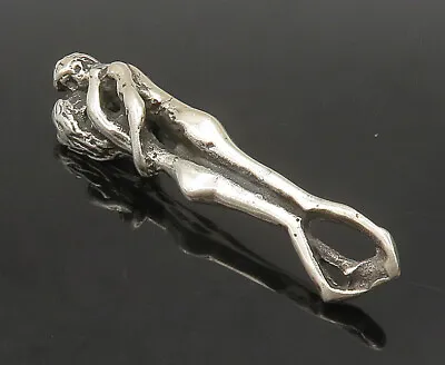 925 Sterling Silver - Vintage Modernist Couple Love Motif Pendant - PT19504 • $59.95