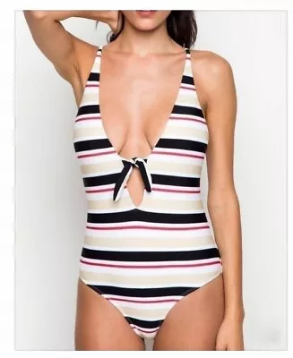 6 Shore Road Anthropologie Simple Stripes Bathing Suit Swim One Piece  $138 XS • $72