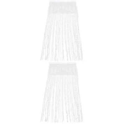  2 Pieces White Polyester Curtain Room Divider Lace Curtains • £27.79