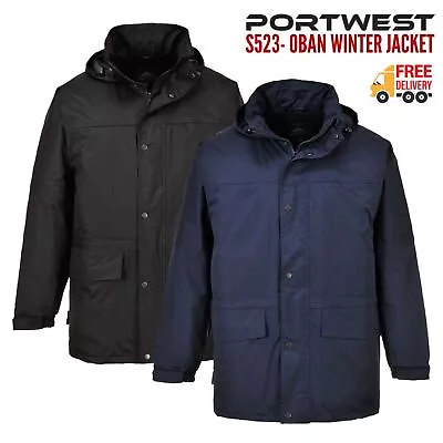 Portwest Oban Fleece Lined Jacket Waterproof Work Wear Coat Winter Warm S523 UK • £38.99